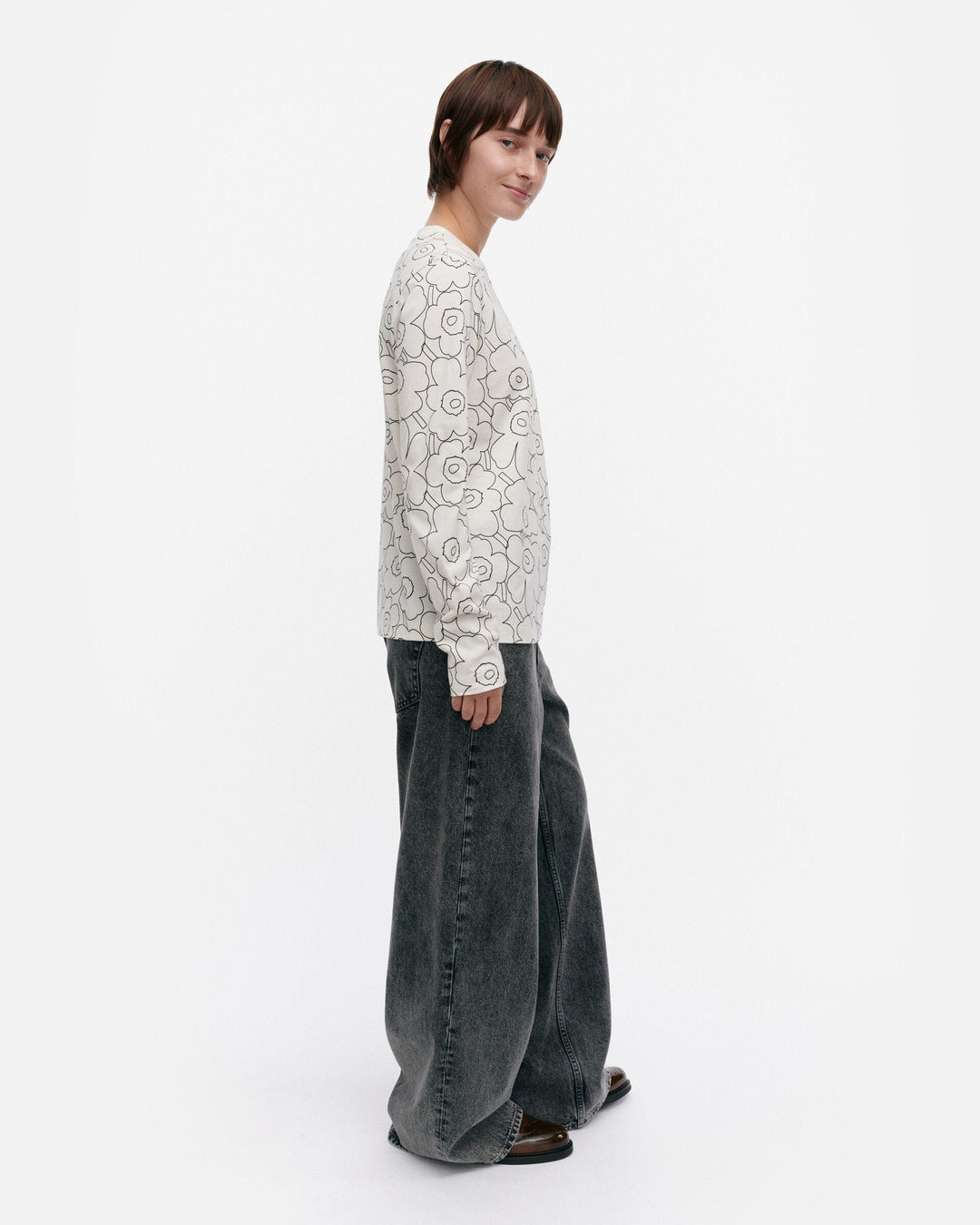 sekunti piirto unikko long-sleeve shirt - white