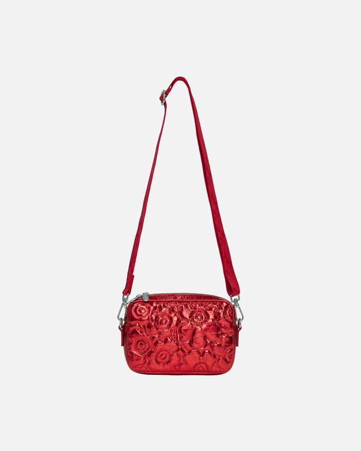 soft gratha unikko shoulder bag - metallic red