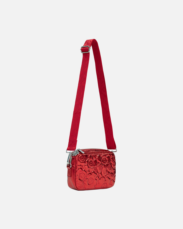 soft gratha unikko shoulder bag - metallic red