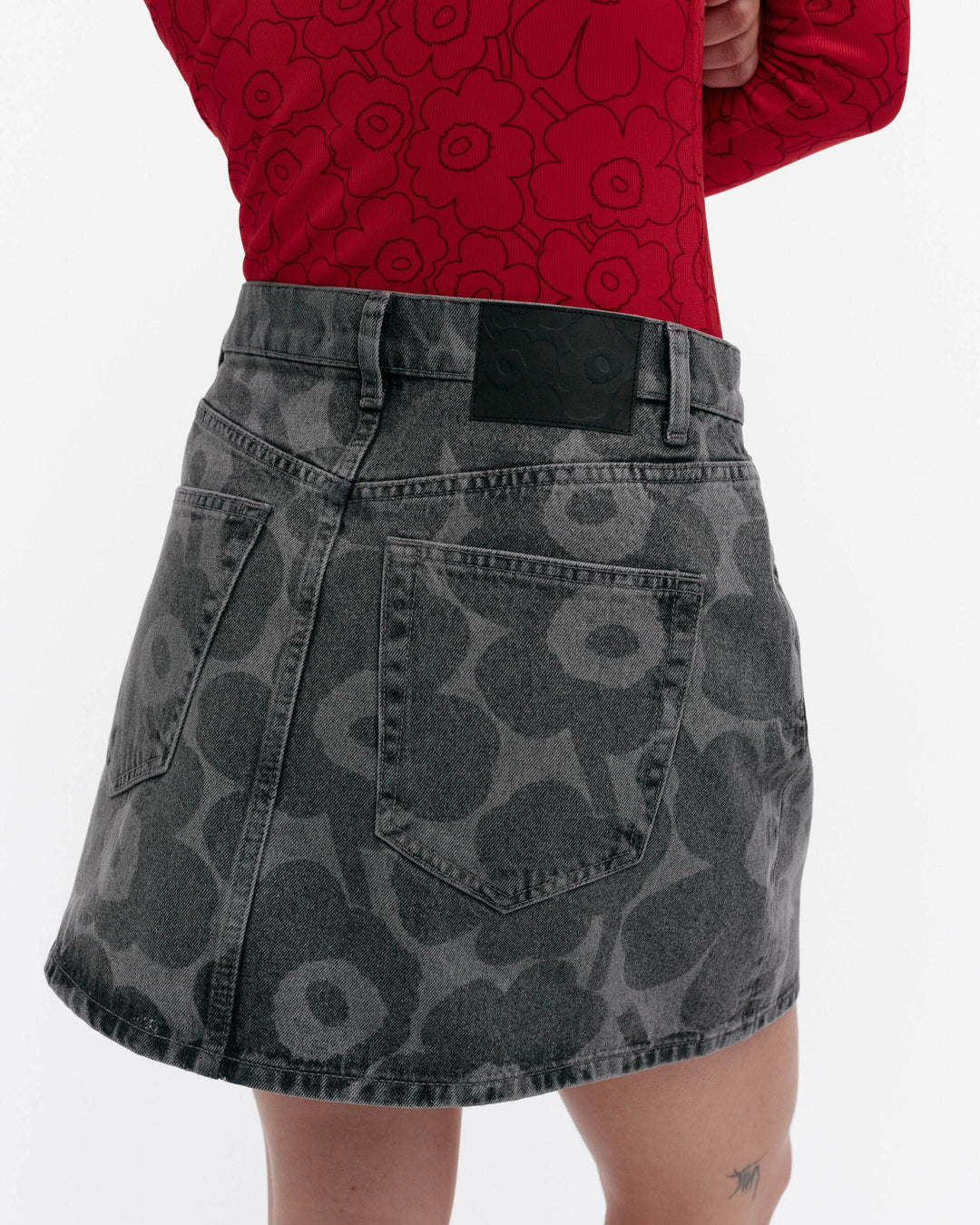 maridenim ruudut unikko skirt - grey