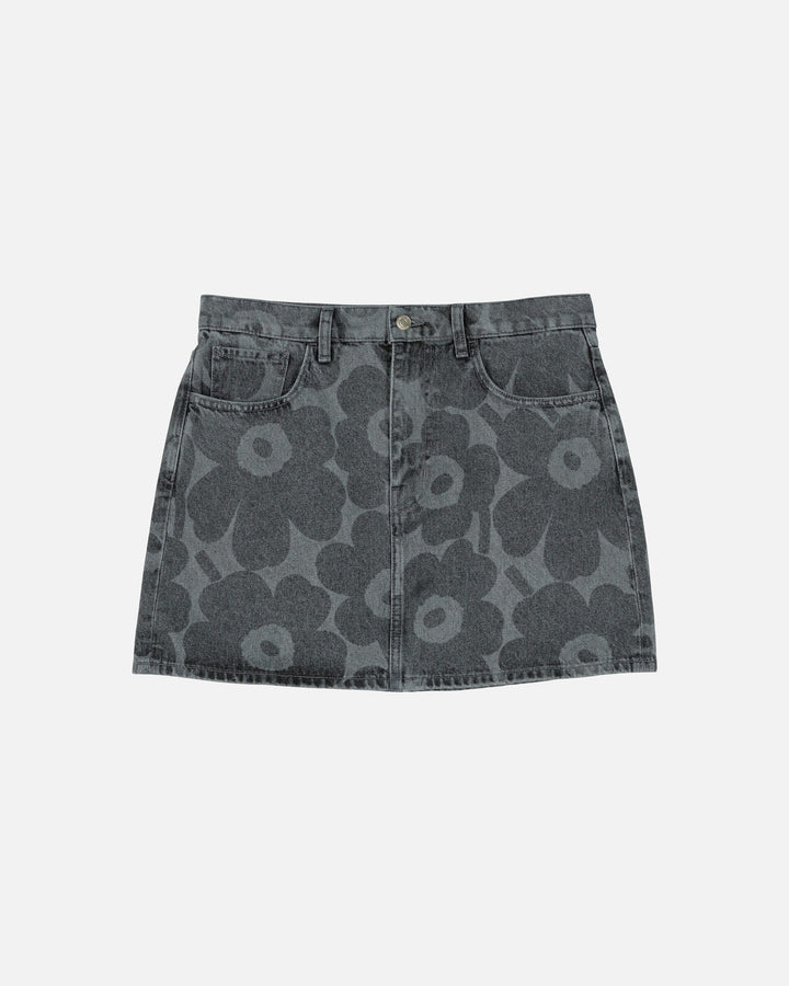 maridenim ruudut unikko skirt - grey