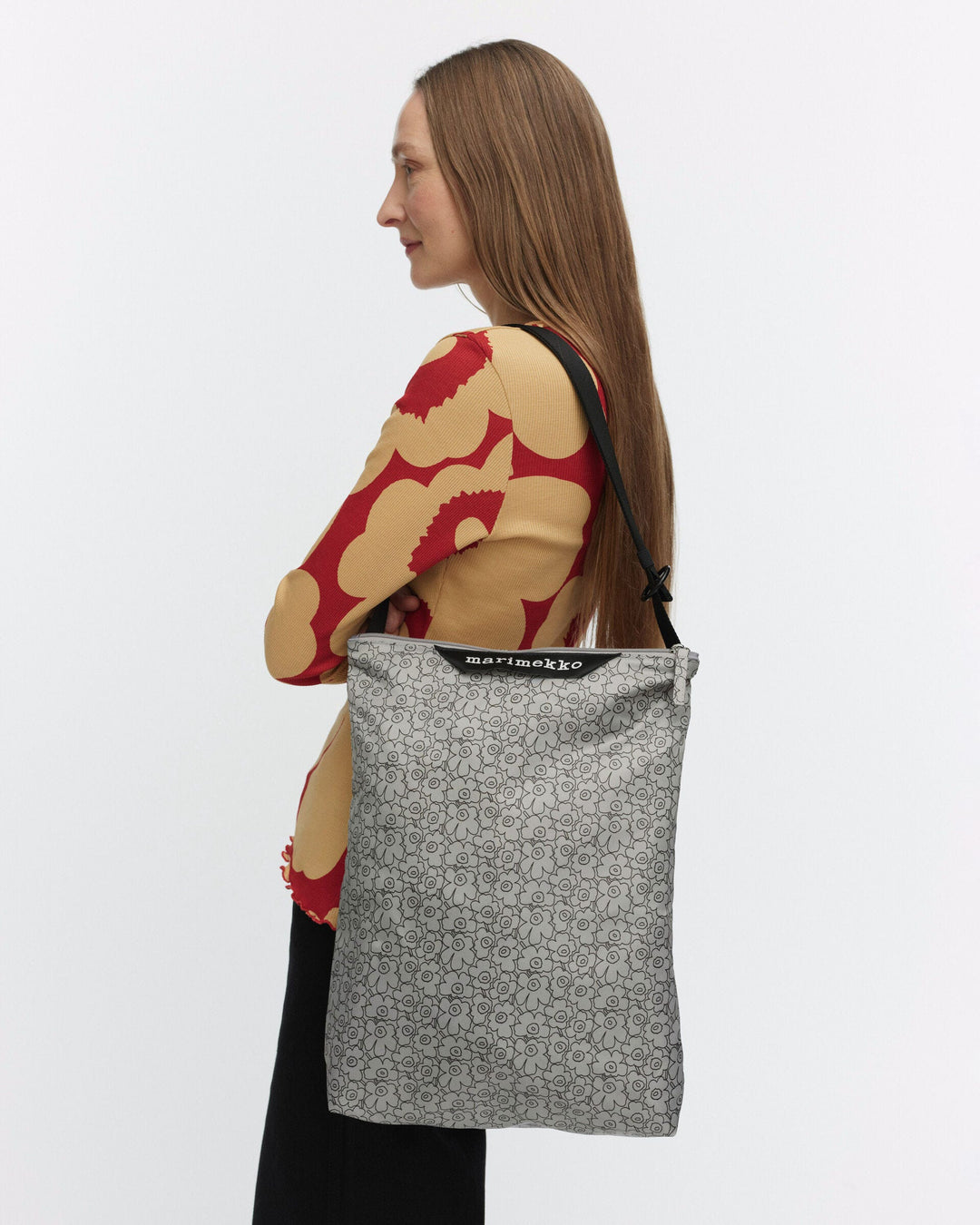 neat medium crossbody piirto unikko - grey