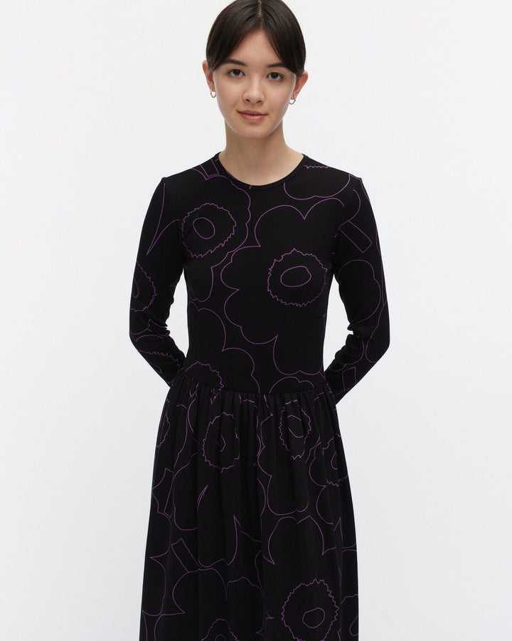 kukkaset piirto unikko jersey dress