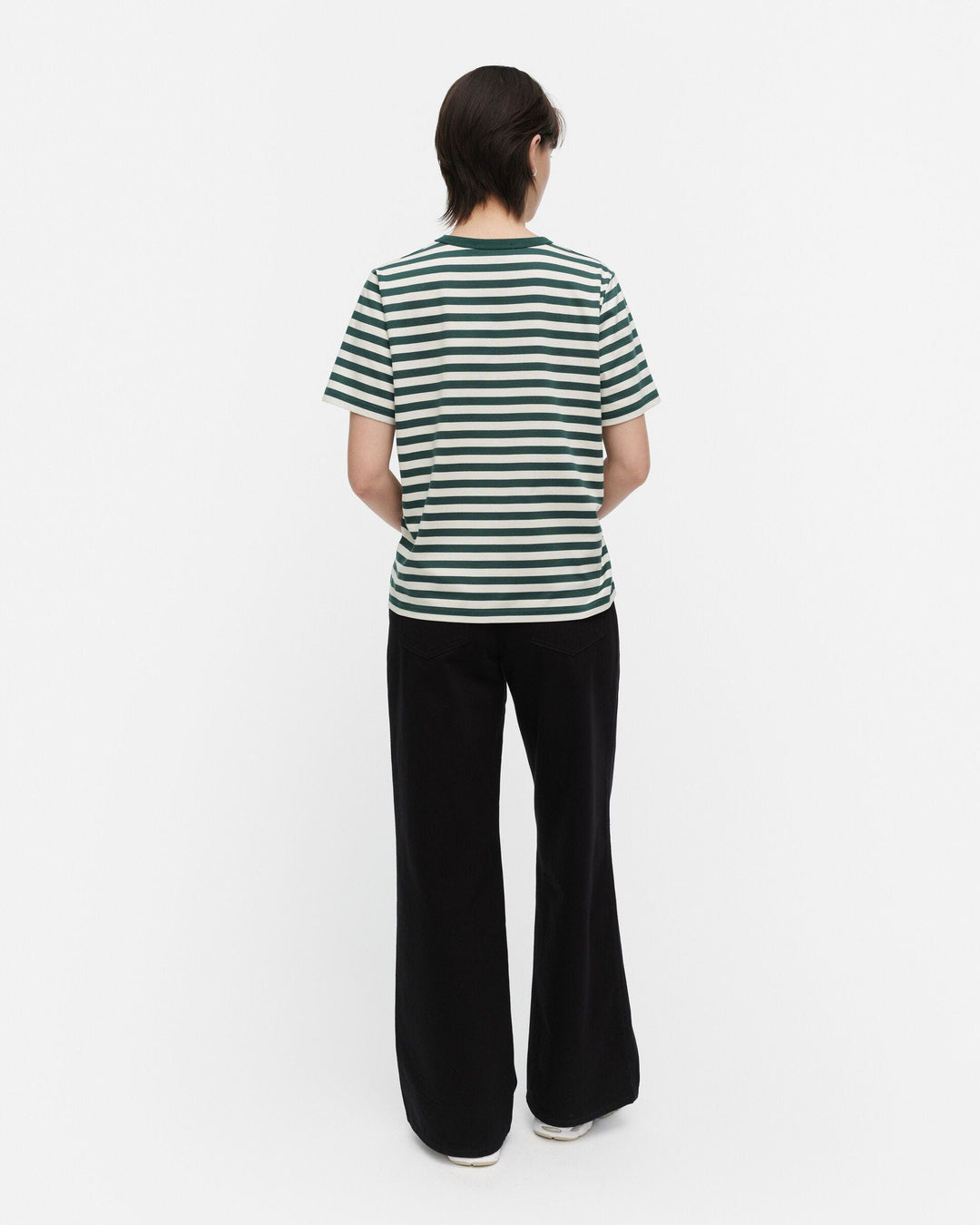 kioski unikko tasaraita t-shirt - navy green