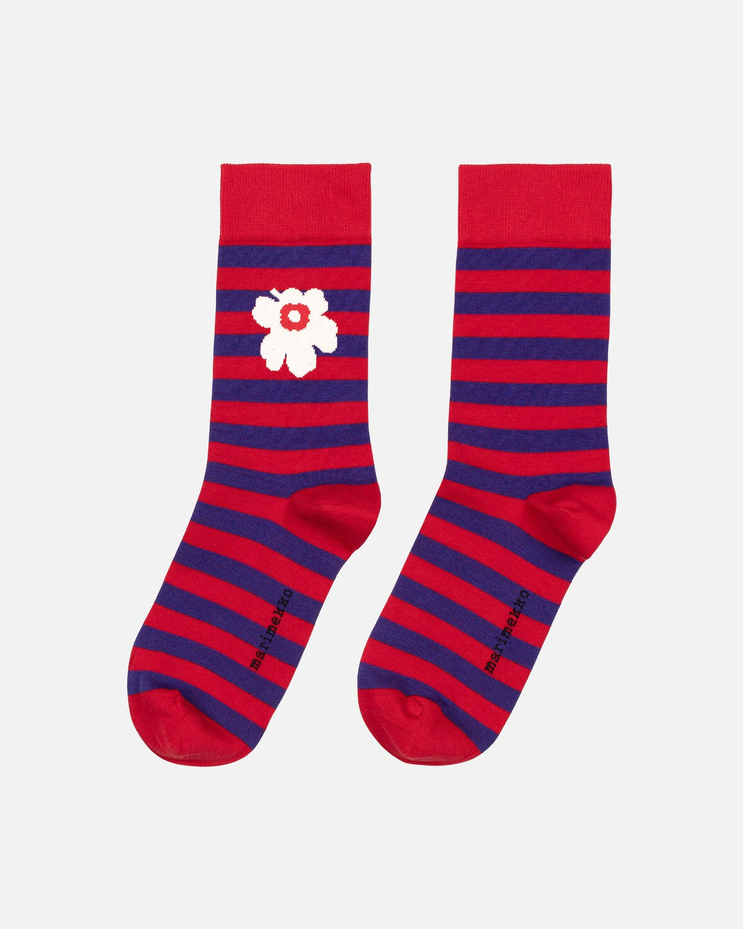 kioski kasvaa tasaraita unikko socks - red - blue