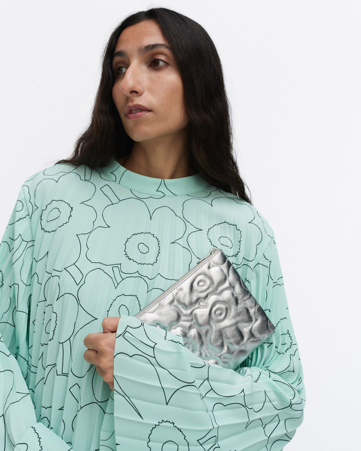 pouch bag unikko clutch - silver leather