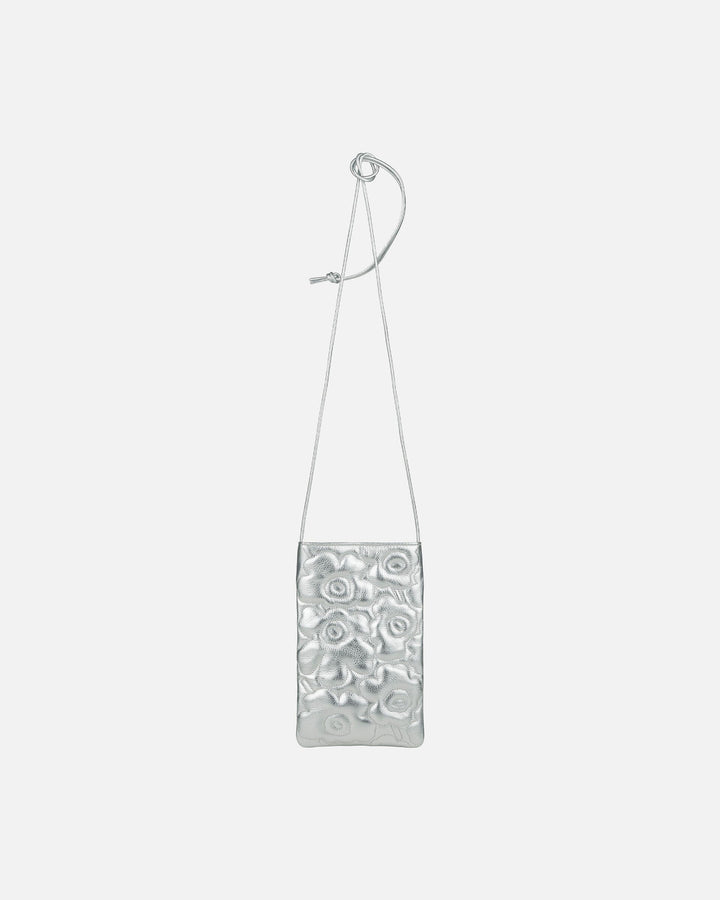 phone pocket unikko shoulder bag - silver leather