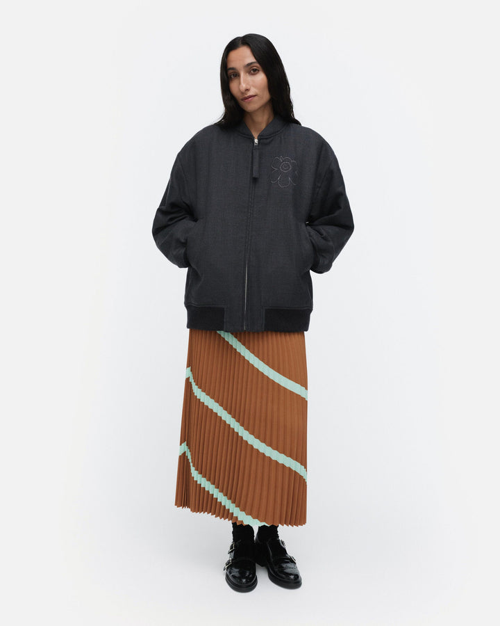monumentti solid wool coat - black