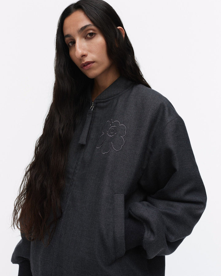 monumentti solid wool coat - black