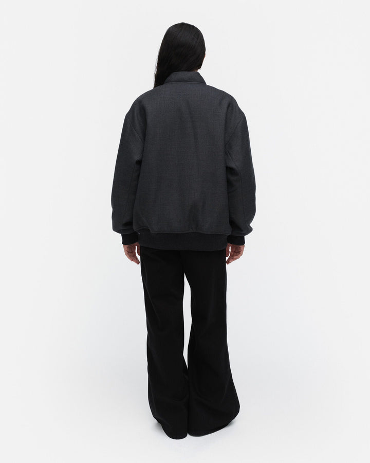 monumentti solid wool coat - black