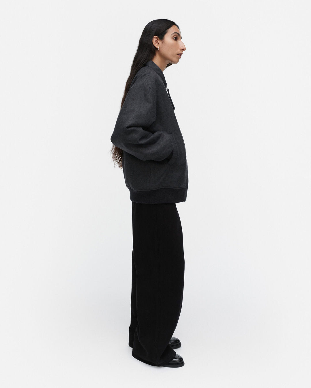 monumentti solid wool coat - black