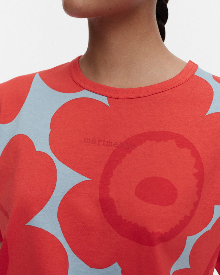 kioski erna unikko t-shirt - sky blue/orange