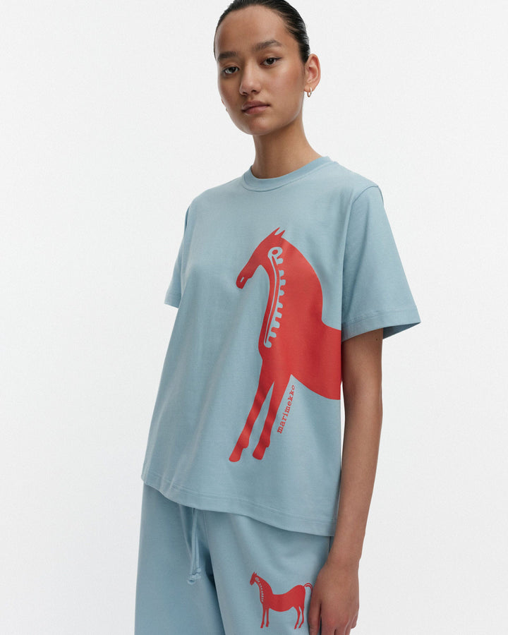 kioski else musta tamma placement t-shirt - sky blue