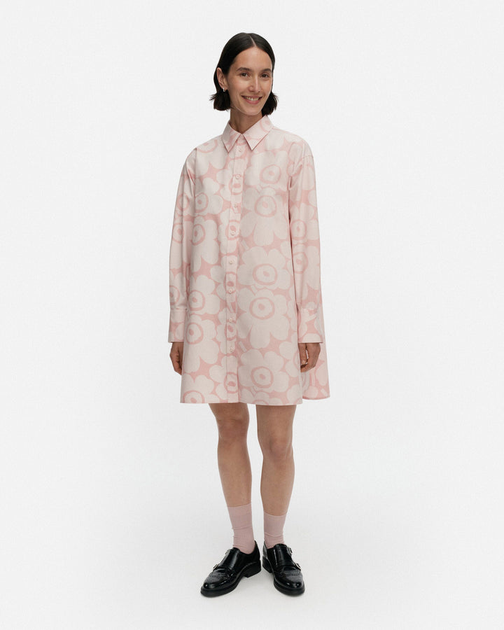 kuvitelma unikko cotton shirt dress - pink