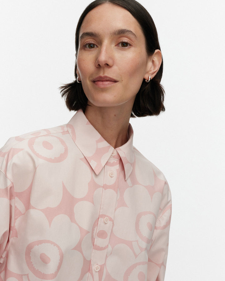 kuvitelma unikko cotton shirt dress - pink