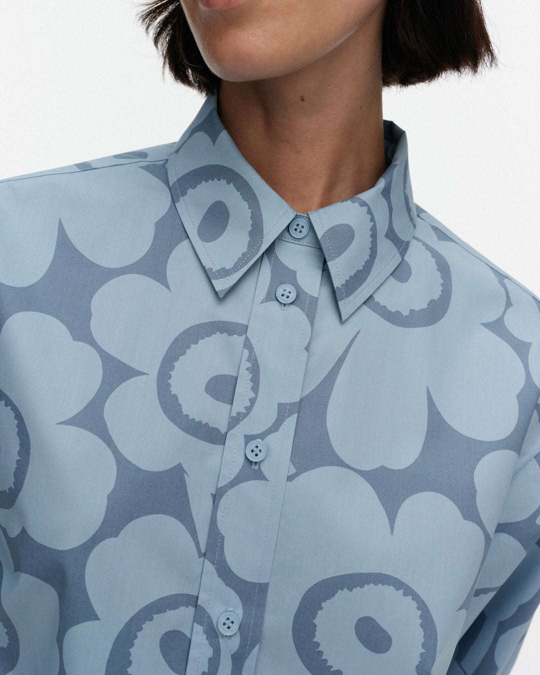 kuvitelma unikko cotton shirt dress - blue