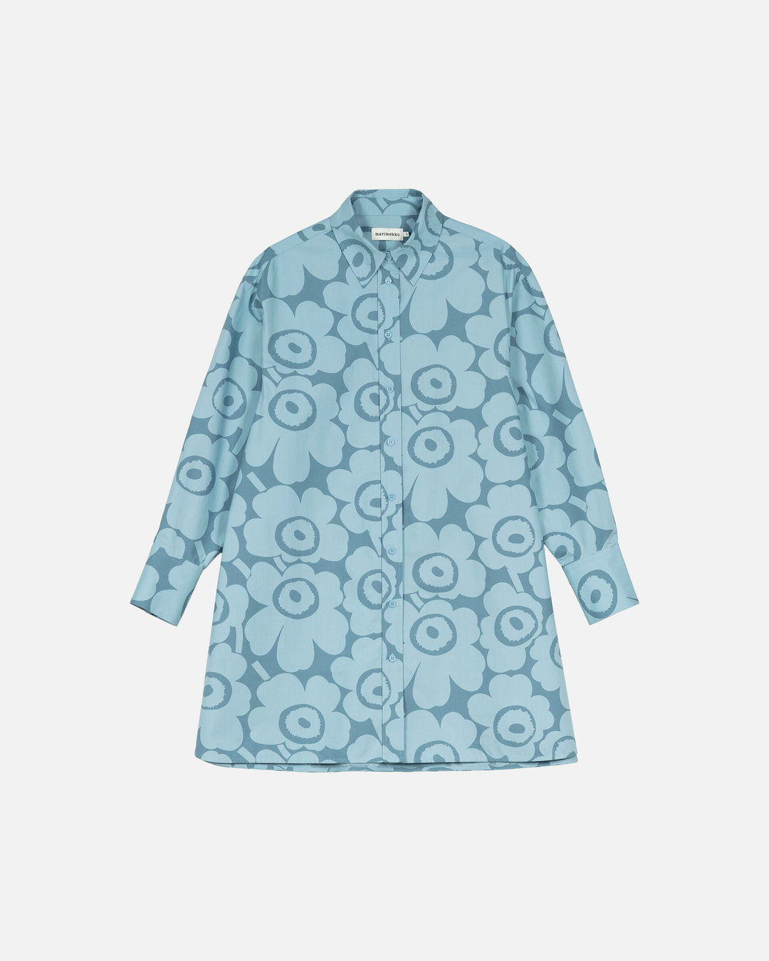 kuvitelma unikko cotton shirt dress - blue