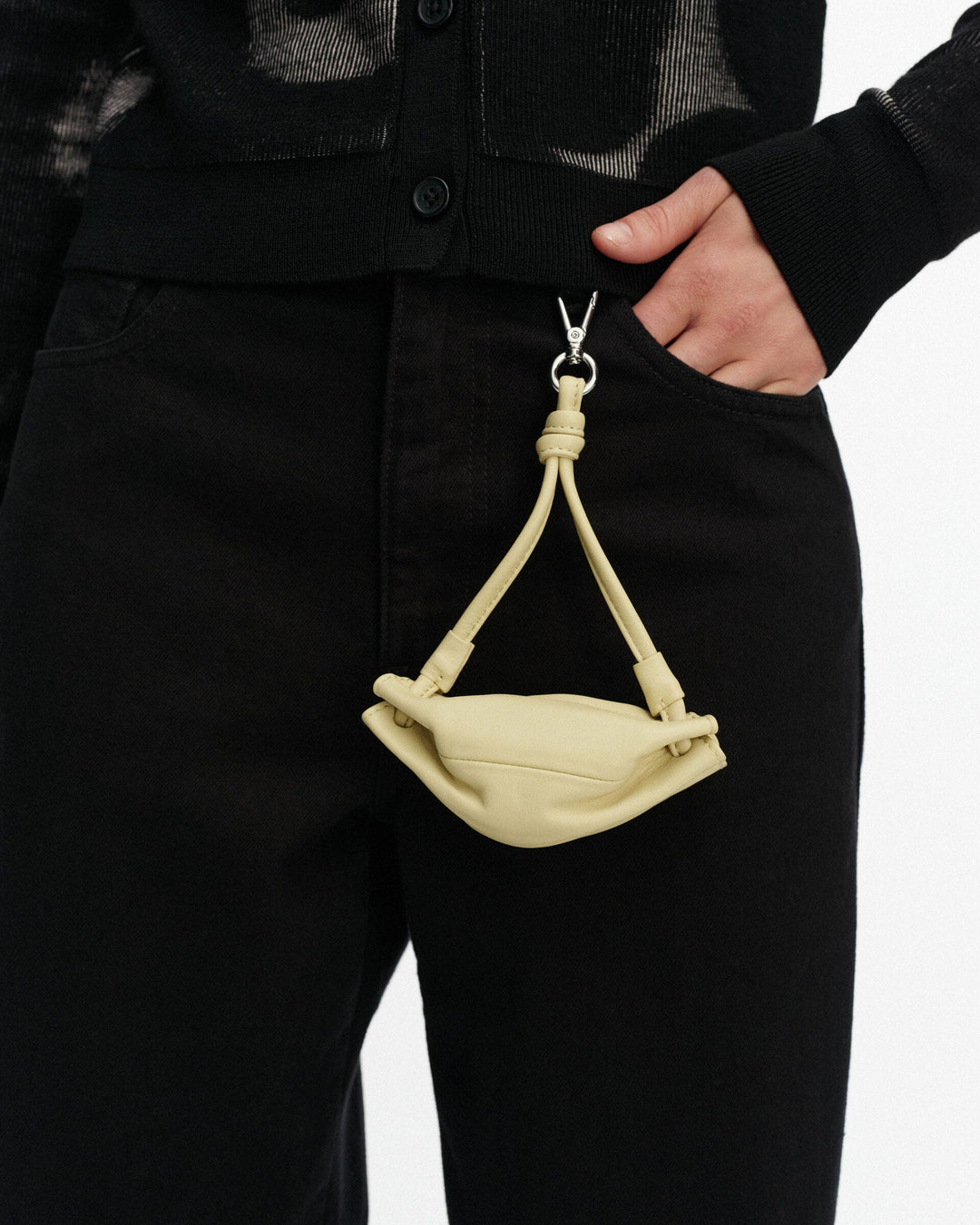 karla leather pocket pouch - yellow