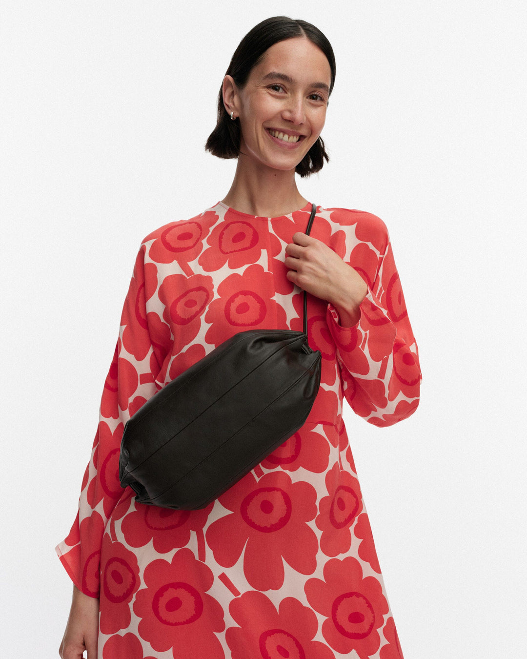 karla leather bag - dark brown