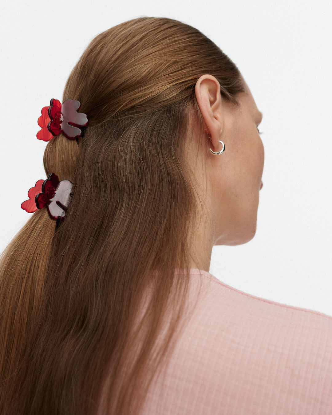 nano unikko hair clip set - transparent cherry