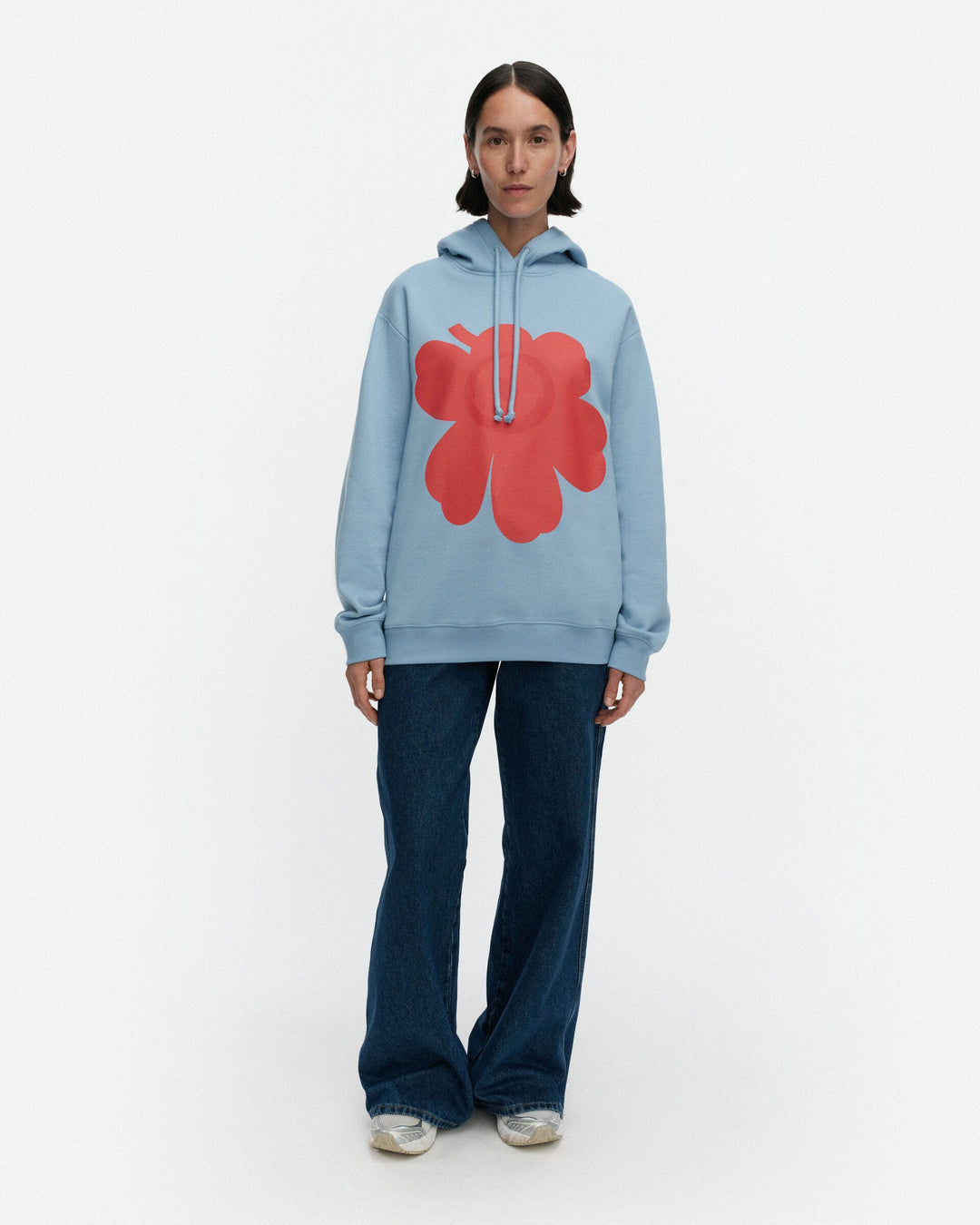 kioski runoja unikko placement hoodie - sky blue/orange