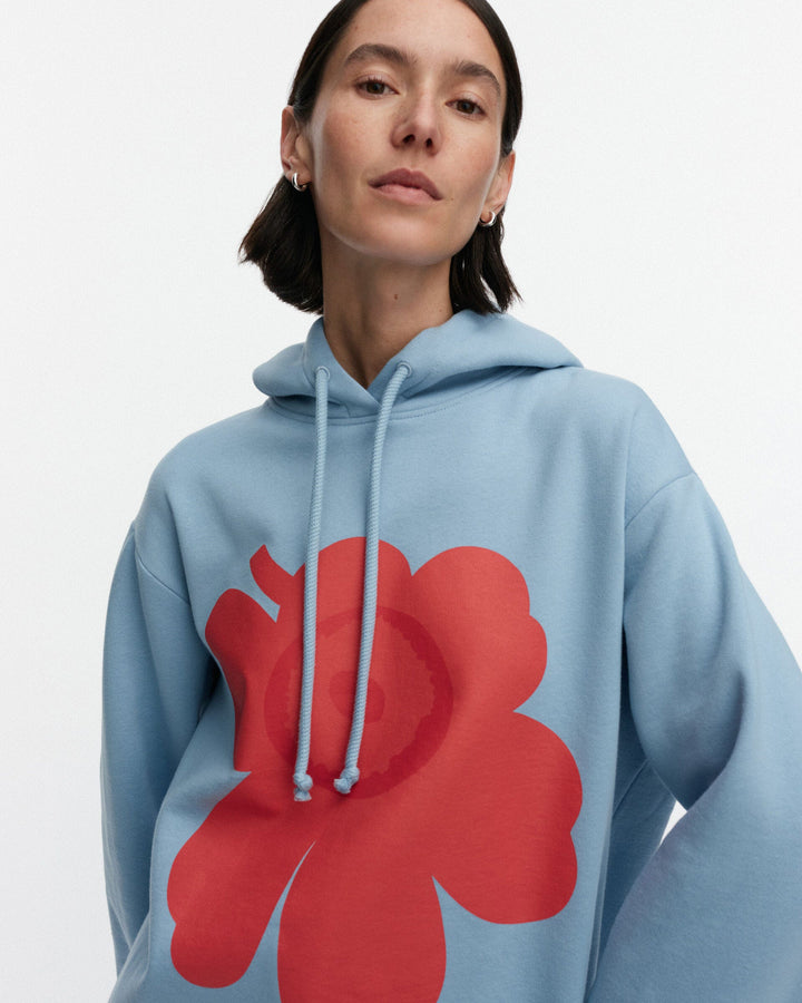 kioski runoja unikko placement hoodie - sky blue/orange
