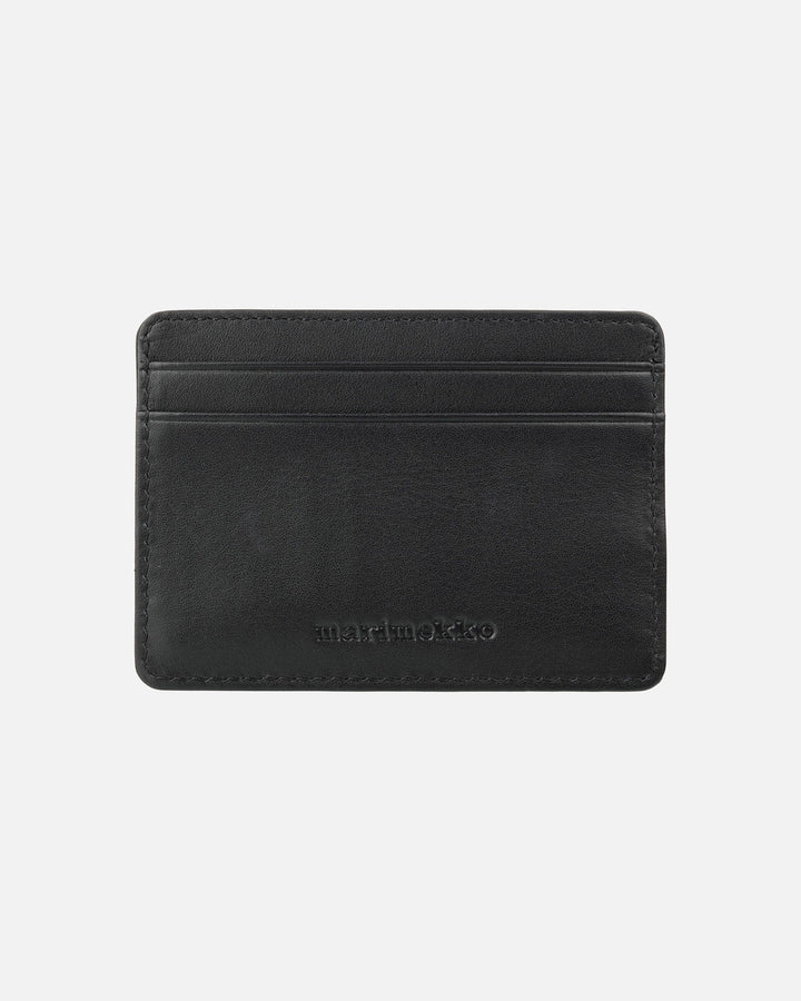 card holder unikko - black leather