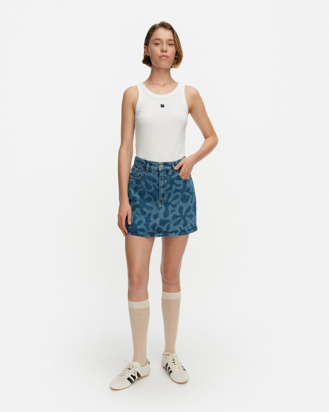 maridenim ruudut kukka skirt