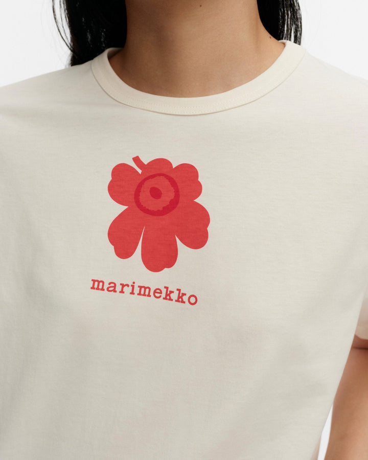 kioski erna unikko placement t-shirt - white/red