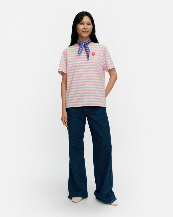 kioski unikko tasaraita t-shirt - light pink