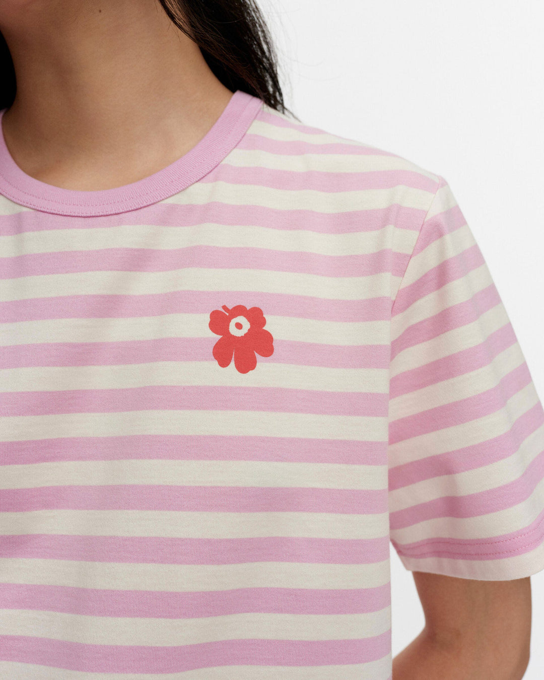 kioski unikko tasaraita t-shirt - light pink