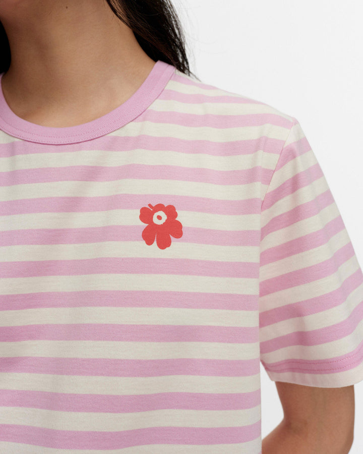 kioski unikko tasaraita t-shirt - light pink