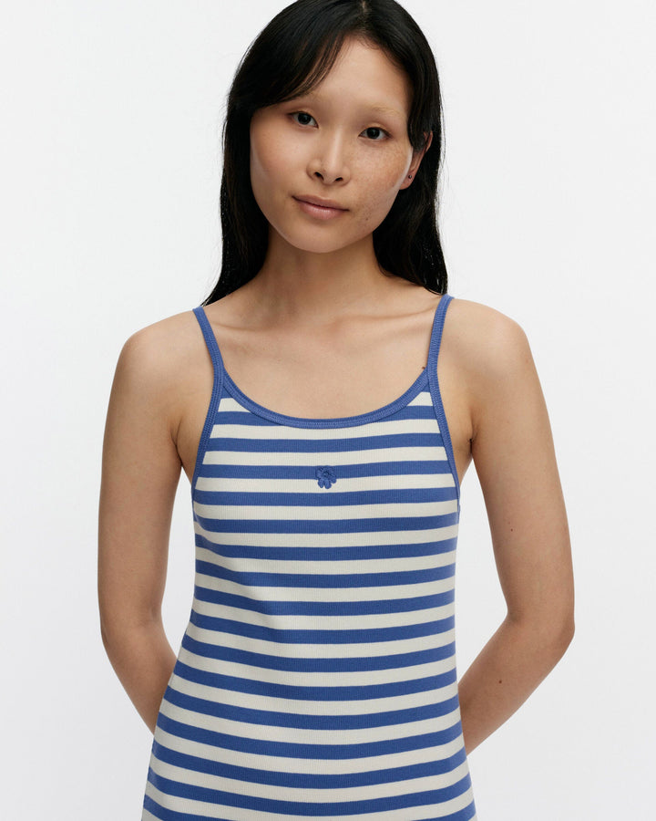 kioski laulaa tasaraita unikko dress - blue