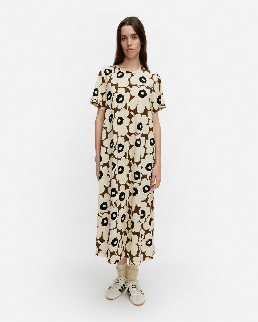 pisteinen unikko jersey dress - brown/beige