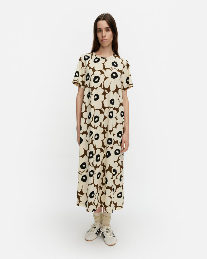 pisteinen unikko jersey dress - brown/beige