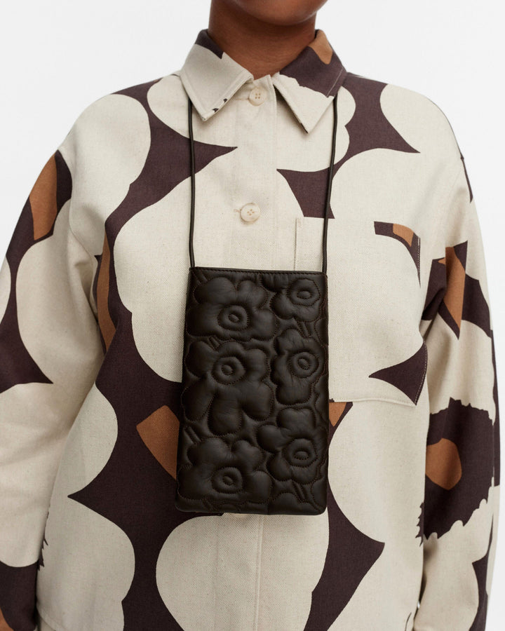 phone pocket unikko shoulder bag - dark brown