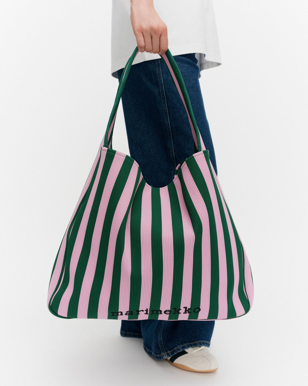 knitted bag large merirosvo shoulder bag - green/pink