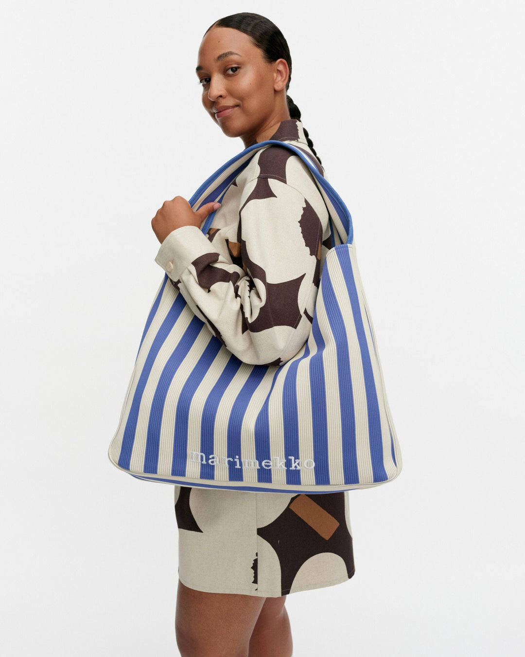 knitted bag large merirosvo shoulder bag - white/light blue