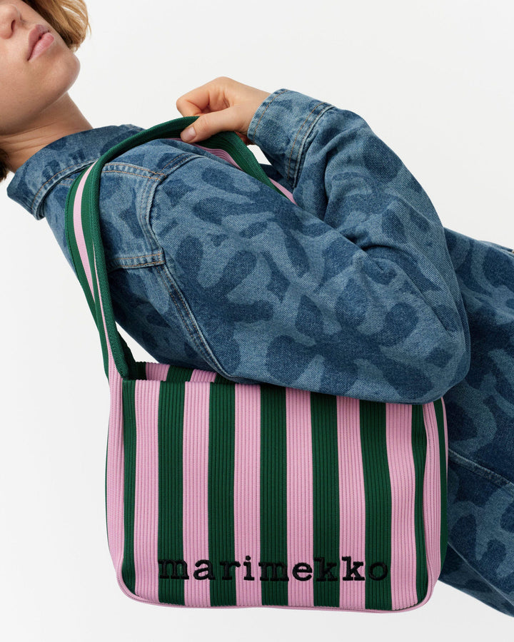 knitted shoulderbag merirosvo shoulder bag - green/pink