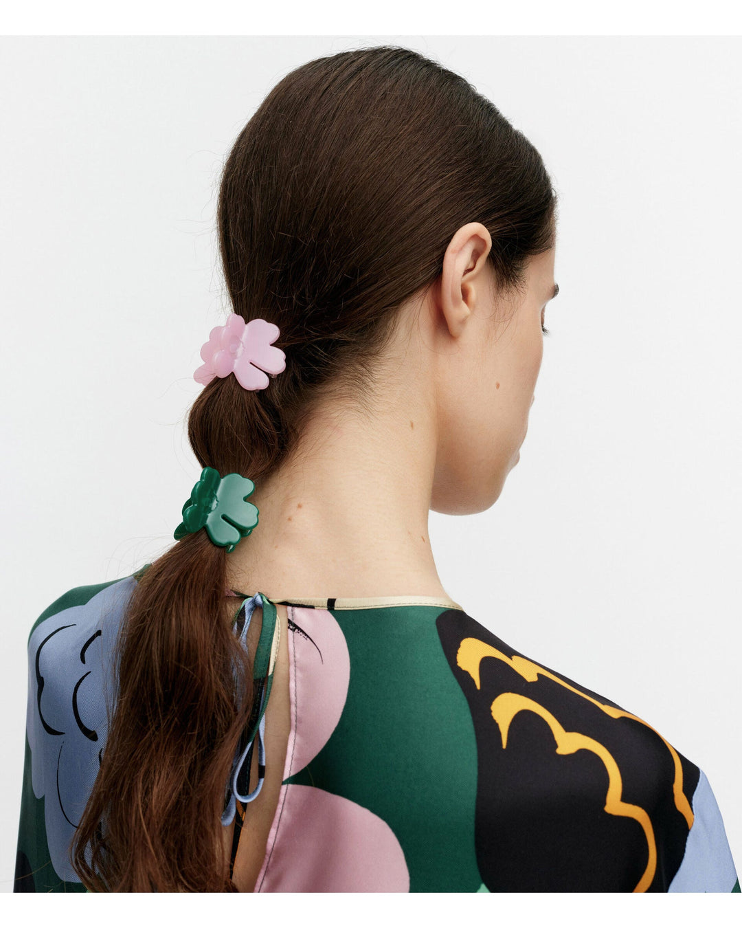 nano unikko hair clip set - green/pink