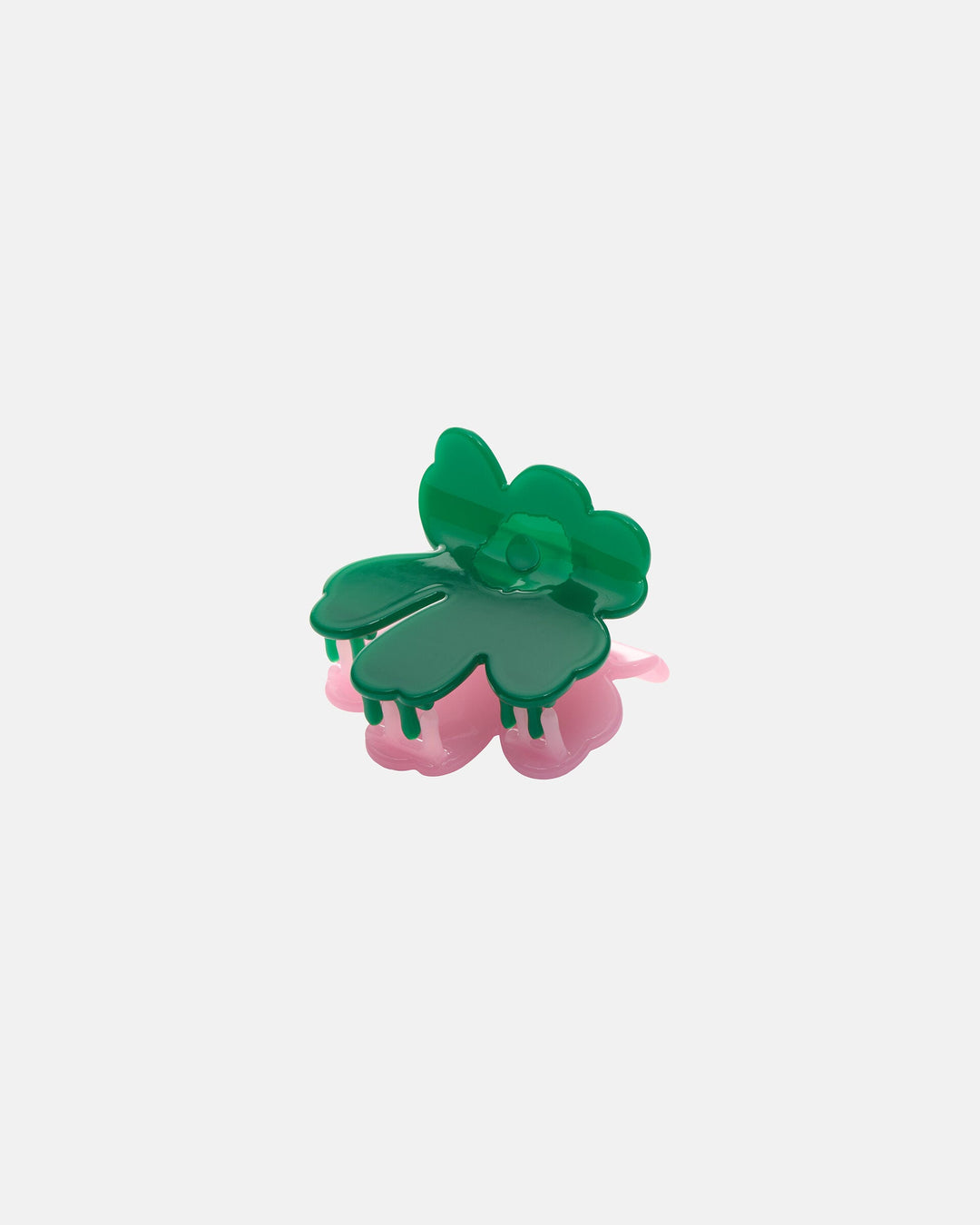 unikko hair clip small two-tone - green/pink
