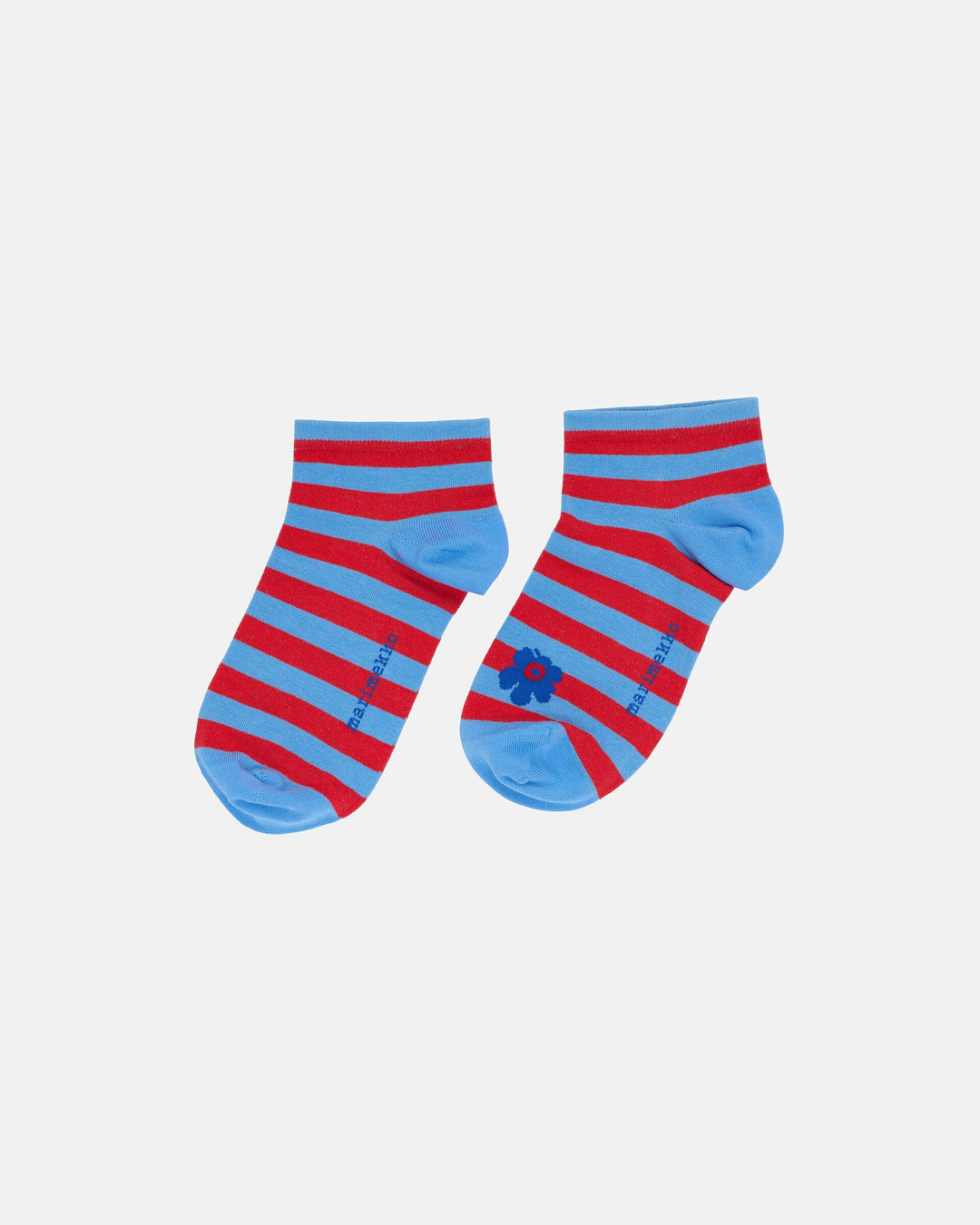 rasu tasaraita unikko ankle socks - blue/red