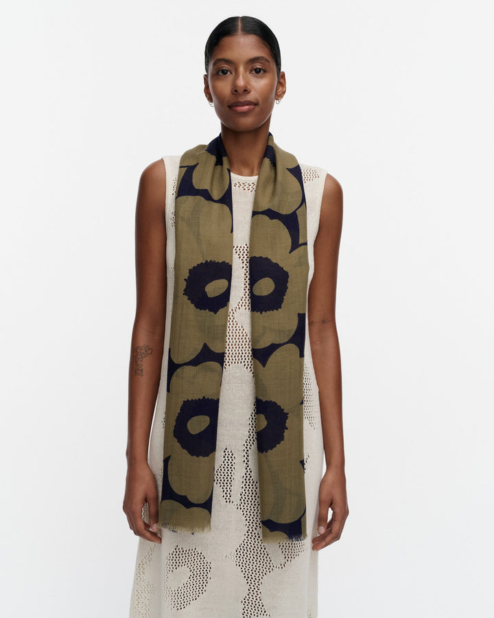 Fiore Unikko Scarf - Navy/Khaki green