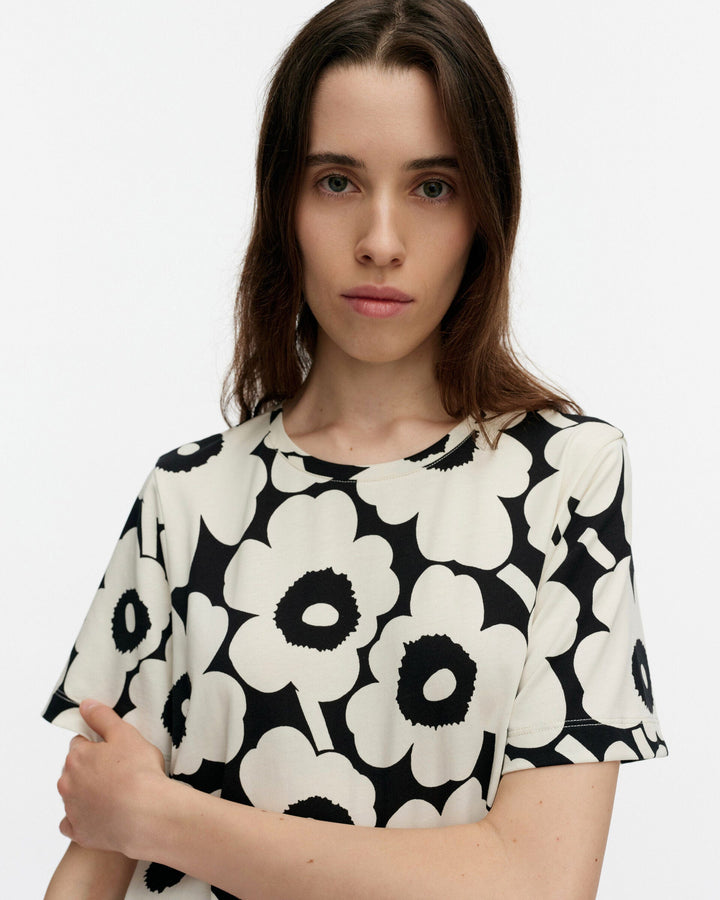 pisteinen unikko jersey dress - black/off-white