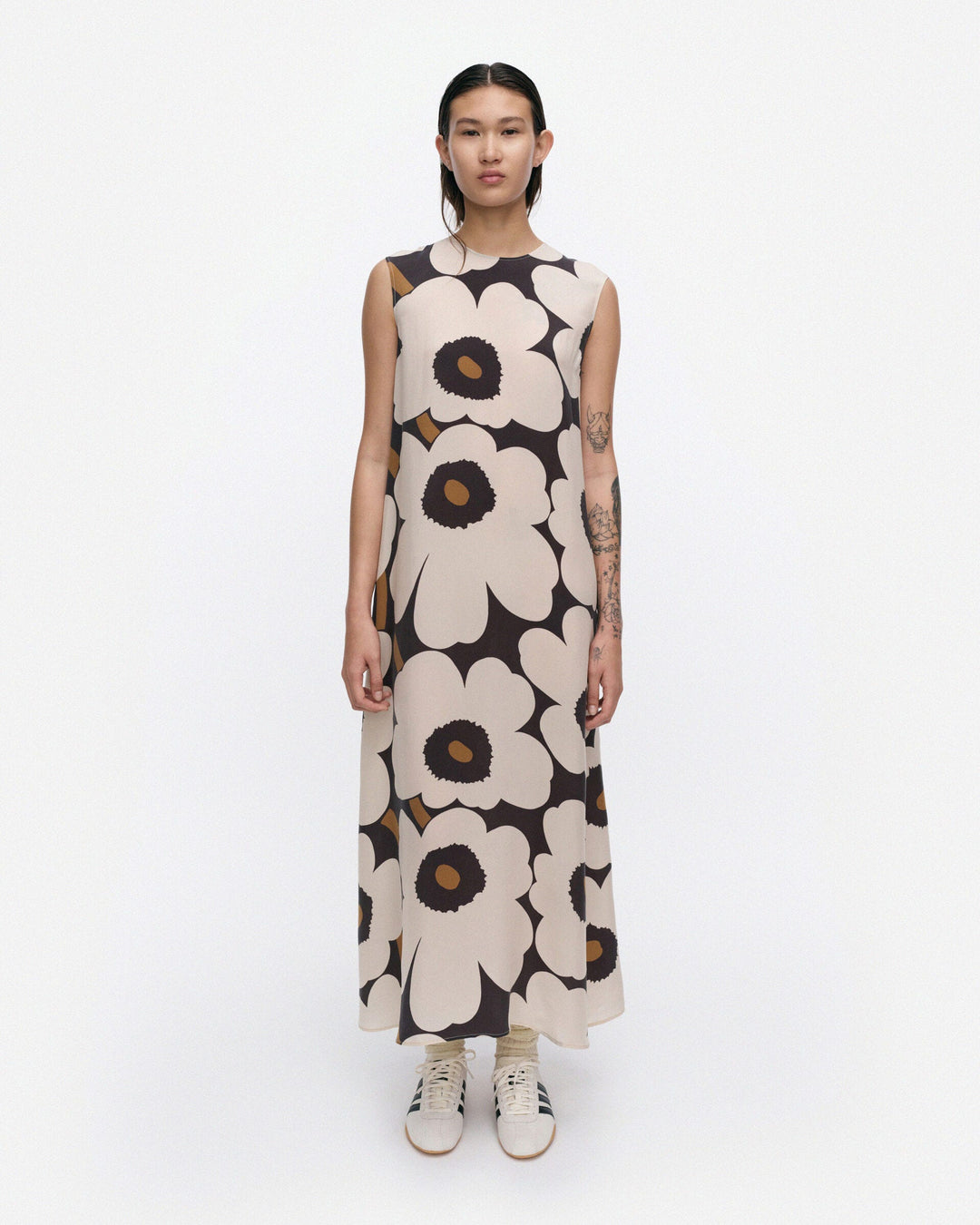 migot unikko cupro dress - light beige/black