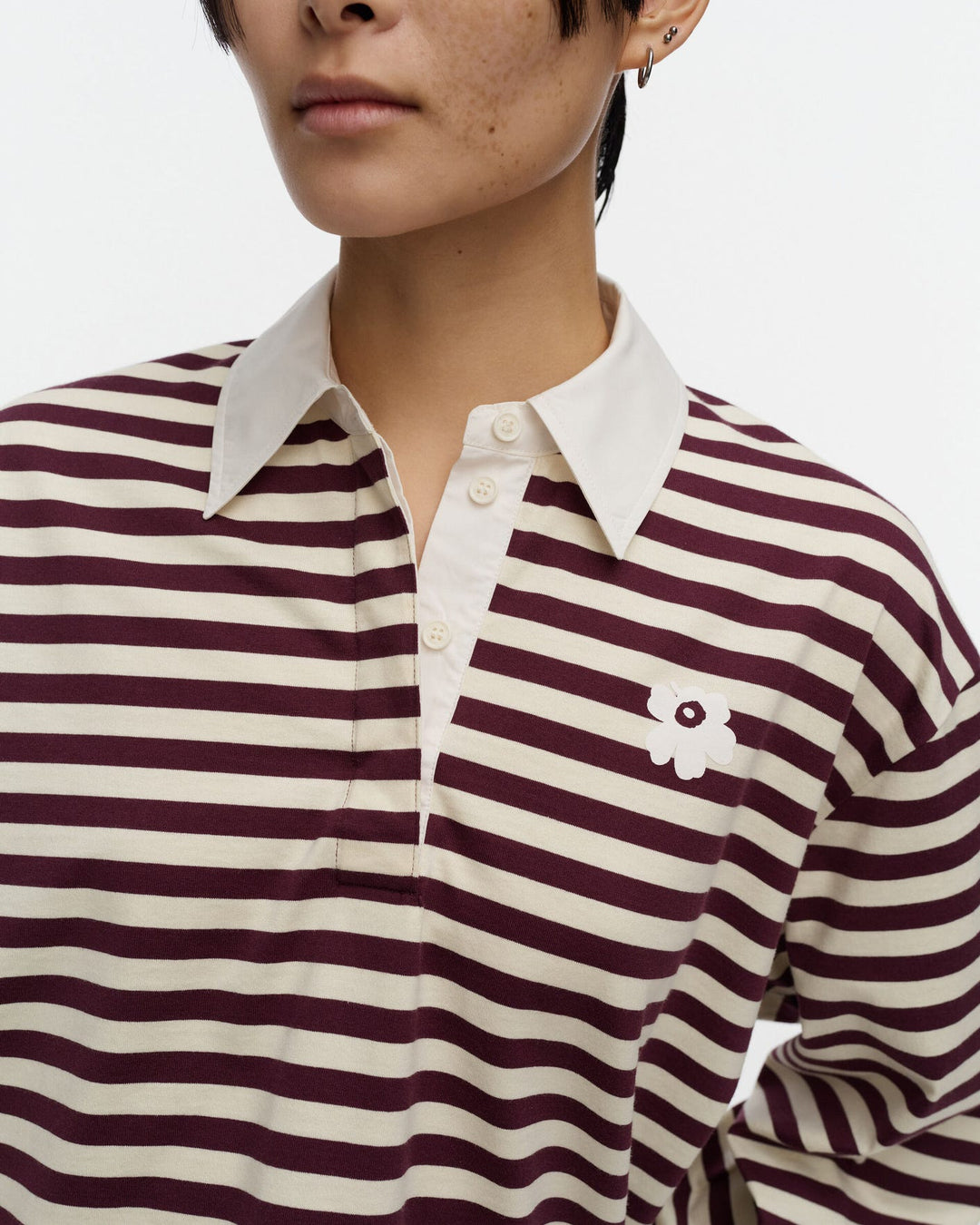 Kioski Kipinä Tasaraita Unikko Jersey Polo Shirt - Brown