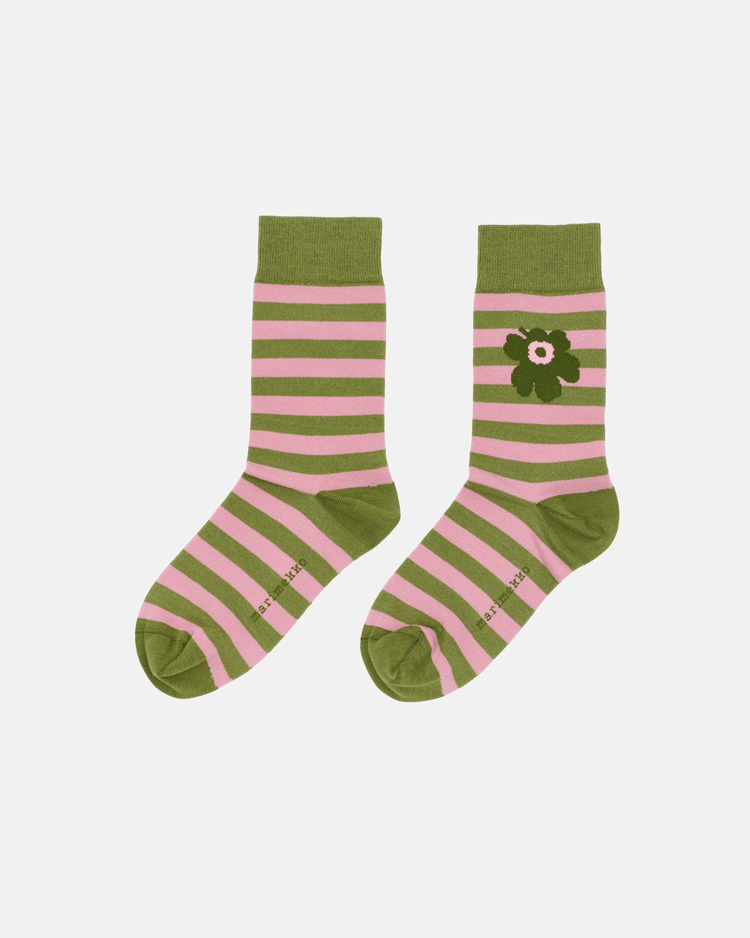 Kasvaa Tasaraita Unikko One Socks - Green/Pink