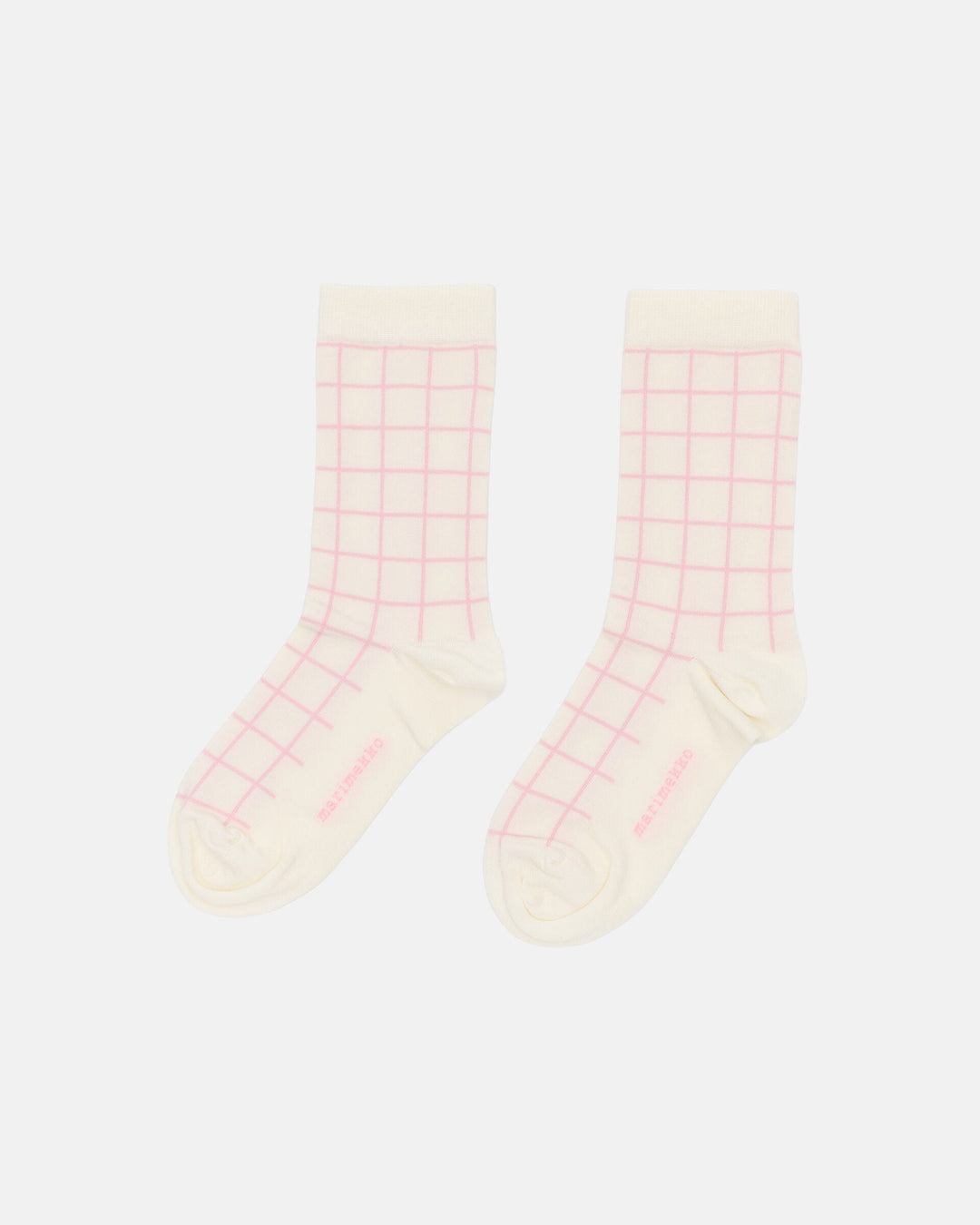 Linjaus Pikku Ruutu Socks - Pink/ Cream