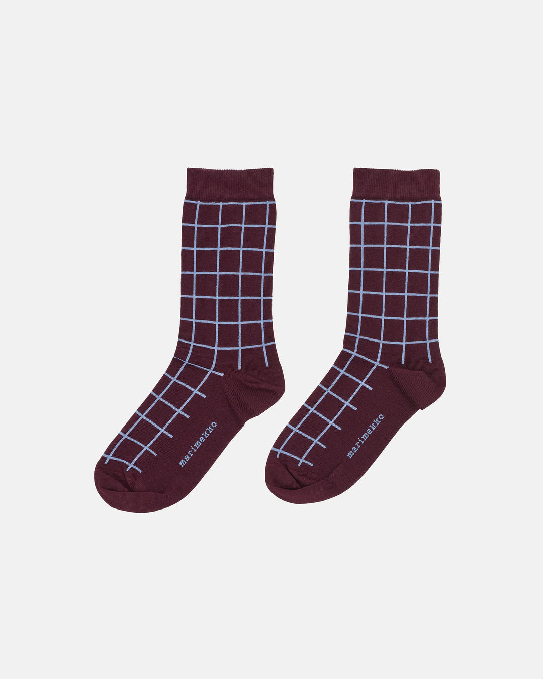 Linjaus Pikku Ruutu Socks - Raisin / Blue
