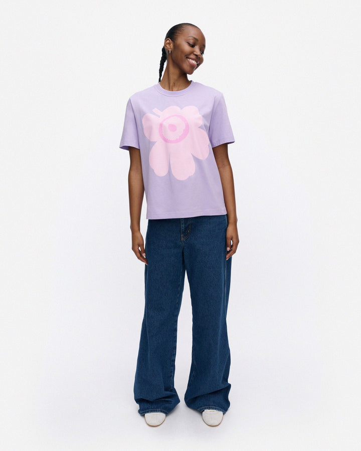 kioski else unikko placement t-shirt - lilac/pink
